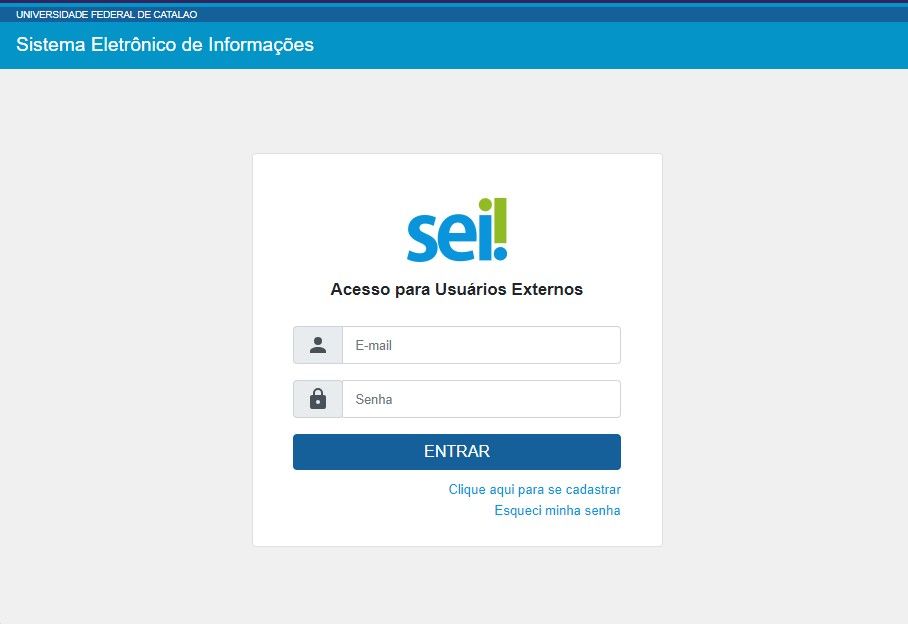 Acesso externo ao SEI - Sistema Eletrônico de Informações